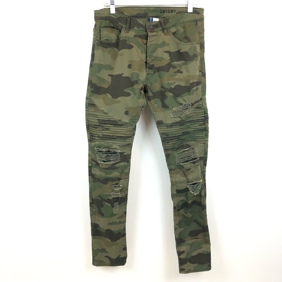 army fatigue biker jeans